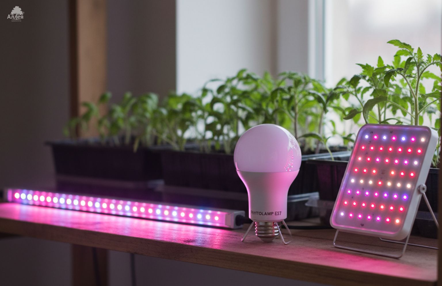 Линейная фитолампа, лампа Е27 и светодиодная панель для подсветки рассады, основные виды фитосветильников для дома.