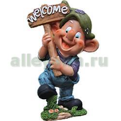Фигура садовая ЭЛЬФ С ГОРИЗОНТАЛЬНОЙ ТАБЛИЧКОЙ WELCOME купить в Нижнем Новгороде
