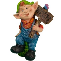 Фигура садовая ГНОМ С ТАБЛИЧКОЙ WELCOME остроухий купить в Нижнем Новгороде