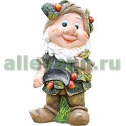 Фигура садовая ГНОМИК С ЯГОДАМИ НА ШЛЯПЕ И КОСОЙ купить в Нижнем Новгороде